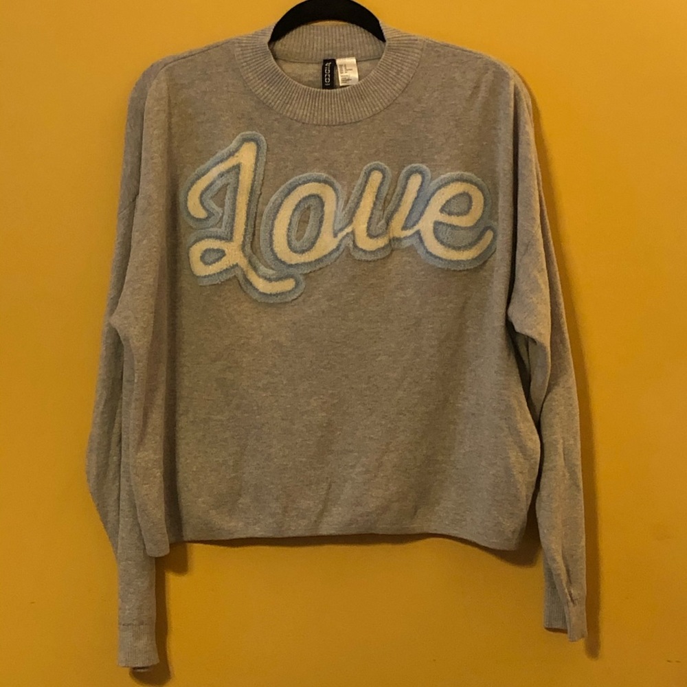 Preloved H &M Grey “Love” Sweater B13 - Picture 1 of 8